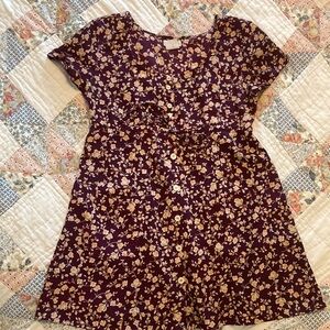 vintage Esprit babydoll dress plum floral pattern